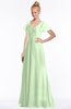 ColsBM Ellen Pale Green Modern A-line V-neck Short Sleeve Zip up Floor Length Bridesmaid Dresses