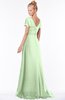 ColsBM Ellen Pale Green Modern A-line V-neck Short Sleeve Zip up Floor Length Bridesmaid Dresses
