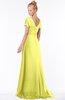 ColsBM Ellen Pale Yellow Modern A-line V-neck Short Sleeve Zip up Floor Length Bridesmaid Dresses