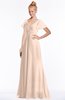 ColsBM Ellen Peach Puree Modern A-line V-neck Short Sleeve Zip up Floor Length Bridesmaid Dresses
