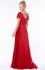 ColsBM Ellen Red Modern A-line V-neck Short Sleeve Zip up Floor Length Bridesmaid Dresses