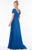 ColsBM Ellen Royal Blue Modern A-line V-neck Short Sleeve Zip up Floor Length Bridesmaid Dresses