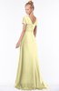ColsBM Ellen Soft Yellow Modern A-line V-neck Short Sleeve Zip up Floor Length Bridesmaid Dresses