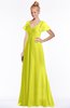 ColsBM Ellen Sulphur Spring Modern A-line V-neck Short Sleeve Zip up Floor Length Bridesmaid Dresses