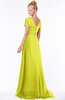 ColsBM Ellen Sulphur Spring Modern A-line V-neck Short Sleeve Zip up Floor Length Bridesmaid Dresses