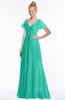 ColsBM Ellen Viridian Green Modern A-line V-neck Short Sleeve Zip up Floor Length Bridesmaid Dresses
