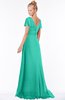 ColsBM Ellen Viridian Green Modern A-line V-neck Short Sleeve Zip up Floor Length Bridesmaid Dresses