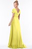 ColsBM Ellen Yellow Iris Modern A-line V-neck Short Sleeve Zip up Floor Length Bridesmaid Dresses