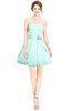 ColsBM Jordynn Blue Glass Glamorous Fit-n-Flare Zip up Knee Length Ruching Bridesmaid Dresses