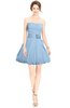 ColsBM Jordynn Sky Blue Glamorous Fit-n-Flare Zip up Knee Length Ruching Bridesmaid Dresses