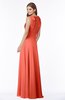 ColsBM Alison Living Coral Glamorous A-line Zip up Chiffon Floor Length Pleated Bridesmaid Dresses