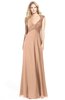 ColsBM Kara Almost Apricot Modest Fit-n-Flare V-neck Sleeveless Chiffon Floor Length Bridesmaid Dresses