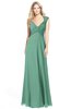 ColsBM Kara Beryl Green Modest Fit-n-Flare V-neck Sleeveless Chiffon Floor Length Bridesmaid Dresses