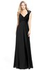 ColsBM Kara Black Modest Fit-n-Flare V-neck Sleeveless Chiffon Floor Length Bridesmaid Dresses