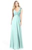 ColsBM Kara Blue Glass Modest Fit-n-Flare V-neck Sleeveless Chiffon Floor Length Bridesmaid Dresses