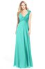 ColsBM Kara Blue Turquoise Modest Fit-n-Flare V-neck Sleeveless Chiffon Floor Length Bridesmaid Dresses