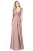 ColsBM Kara Bridal Rose Modest Fit-n-Flare V-neck Sleeveless Chiffon Floor Length Bridesmaid Dresses