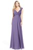 ColsBM Kara Chalk Violet Modest Fit-n-Flare V-neck Sleeveless Chiffon Floor Length Bridesmaid Dresses