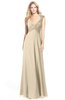 ColsBM Kara Champagne Modest Fit-n-Flare V-neck Sleeveless Chiffon Floor Length Bridesmaid Dresses