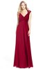 ColsBM Kara Dark Red Modest Fit-n-Flare V-neck Sleeveless Chiffon Floor Length Bridesmaid Dresses