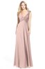ColsBM Kara Dusty Rose Modest Fit-n-Flare V-neck Sleeveless Chiffon Floor Length Bridesmaid Dresses