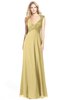 ColsBM Kara Gold Modest Fit-n-Flare V-neck Sleeveless Chiffon Floor Length Bridesmaid Dresses