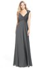 ColsBM Kara Grey Modest Fit-n-Flare V-neck Sleeveless Chiffon Floor Length Bridesmaid Dresses