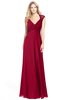 ColsBM Kara Maroon Modest Fit-n-Flare V-neck Sleeveless Chiffon Floor Length Bridesmaid Dresses