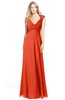 ColsBM Kara Persimmon Modest Fit-n-Flare V-neck Sleeveless Chiffon Floor Length Bridesmaid Dresses