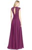 ColsBM Kara Raspberry Modest Fit-n-Flare V-neck Sleeveless Chiffon Floor Length Bridesmaid Dresses