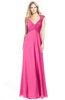 ColsBM Kara Rose Pink Modest Fit-n-Flare V-neck Sleeveless Chiffon Floor Length Bridesmaid Dresses
