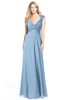 ColsBM Kara Sky Blue Modest Fit-n-Flare V-neck Sleeveless Chiffon Floor Length Bridesmaid Dresses