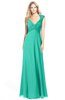 ColsBM Kara Viridian Green Modest Fit-n-Flare V-neck Sleeveless Chiffon Floor Length Bridesmaid Dresses