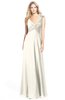 ColsBM Kara Whisper White Modest Fit-n-Flare V-neck Sleeveless Chiffon Floor Length Bridesmaid Dresses