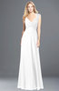 ColsBM Kara White Modest Fit-n-Flare V-neck Sleeveless Chiffon Floor Length Bridesmaid Dresses