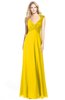 ColsBM Kara Yellow Modest Fit-n-Flare V-neck Sleeveless Chiffon Floor Length Bridesmaid Dresses