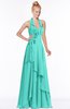 ColsBM Jade Blue Turquoise Glamorous Fit-n-Flare Halter Sleeveless Floor Length Bridesmaid Dresses