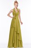 ColsBM Jade Golden Olive Glamorous Fit-n-Flare Halter Sleeveless Floor Length Bridesmaid Dresses