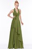 ColsBM Jade Olive Green Glamorous Fit-n-Flare Halter Sleeveless Floor Length Bridesmaid Dresses