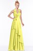 ColsBM Jade Pale Yellow Glamorous Fit-n-Flare Halter Sleeveless Floor Length Bridesmaid Dresses