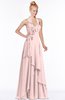 ColsBM Jade Pastel Pink Glamorous Fit-n-Flare Halter Sleeveless Floor Length Bridesmaid Dresses