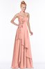 ColsBM Jade Peach Glamorous Fit-n-Flare Halter Sleeveless Floor Length Bridesmaid Dresses