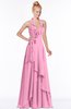 ColsBM Jade Pink Glamorous Fit-n-Flare Halter Sleeveless Floor Length Bridesmaid Dresses