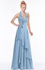 ColsBM Jade Sky Blue Glamorous Fit-n-Flare Halter Sleeveless Floor Length Bridesmaid Dresses