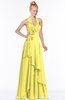 ColsBM Jade Yellow Iris Glamorous Fit-n-Flare Halter Sleeveless Floor Length Bridesmaid Dresses