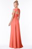 ColsBM Anna Fusion Coral Modest Sleeveless Half Backless Chiffon Floor Length Bridesmaid Dresses