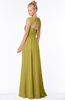 ColsBM Anna Golden Olive Modest Sleeveless Half Backless Chiffon Floor Length Bridesmaid Dresses