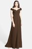 ColsBM Carolina Chocolate Brown Gorgeous Fit-n-Flare Off-the-Shoulder Sleeveless Zip up Chiffon Bridesmaid Dresses