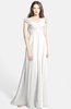 ColsBM Carolina Cloud White Gorgeous Fit-n-Flare Off-the-Shoulder Sleeveless Zip up Chiffon Bridesmaid Dresses