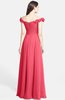 ColsBM Carolina Guava Gorgeous Fit-n-Flare Off-the-Shoulder Sleeveless Zip up Chiffon Bridesmaid Dresses